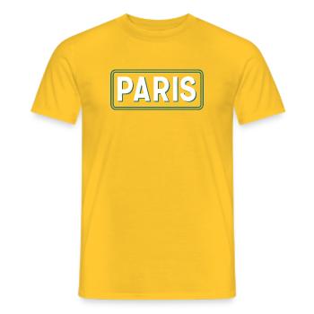 Paris Line Art Panel Green White - Men's T-Shirt - yellow - Front - AI Model Male 178 dark (178cm)