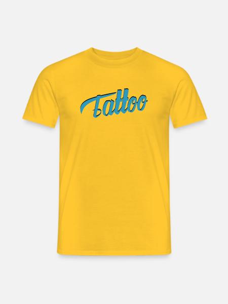 Tattoo Script in Teal - Men's T-Shirt - yellow