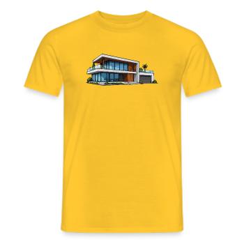 Moderne Villa Architektur Illustration - Männer T-Shirt - Gelb - Vorne - AI Model Male 178 dark (178cm)