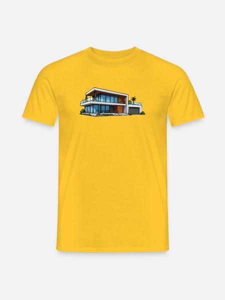 Modern Villa Architecture Illustration - Men's T-Shirt - yellow