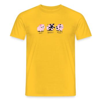 Les 3 petits cochons – Splatch ! - T-shirt homme - jaune - Devant - AI Model Male 178 dark (178cm)