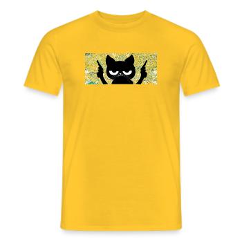 Cat with guns - Men's T-Shirt - yellow - Front - AI Model Male 178 dark (178cm)