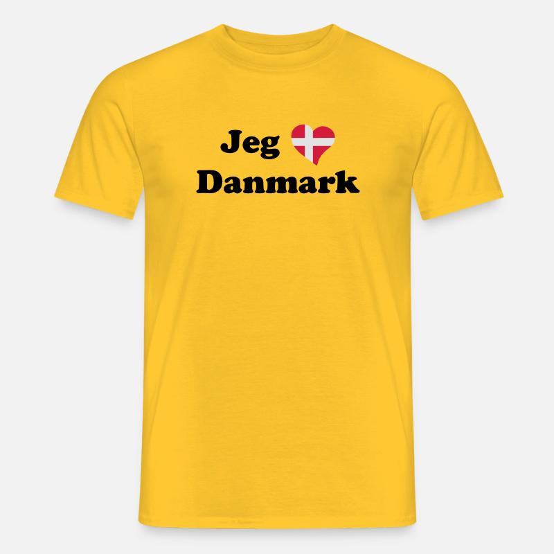 Jeg elsker Danmark - I love Denmark. - Mænd T-shirt - gul