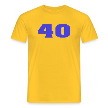 40. 40 ANS. 40e ANNIVERSAIRE. ANNIVERSAIRE 40 ANS. - T-shirt homme - jaune - Devant - AI Model Male 178 dark (178cm)