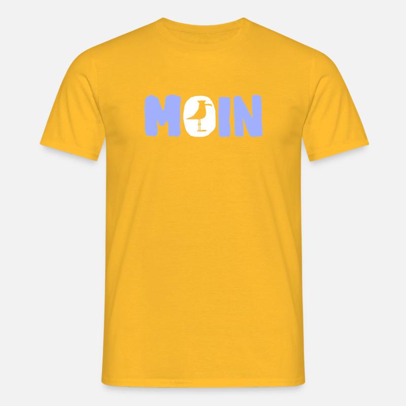 Moin mit die Möwe - Männer T-Shirt - Gelb