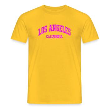 Los Angeles Californie Lettering Pink - T-shirt homme - jaune - Devant - AI Model Male 178 dark (178cm)