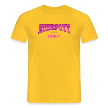 Ruhrpott Germany Lettering Retro Design College - Men's T-Shirt - yellow - Front - AI Model Male 178 dark (178cm)