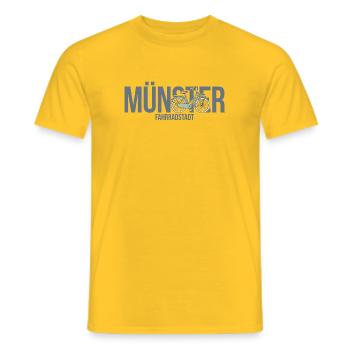 Münster Motiv 2 Fahrradstadt Typo mit Fahrrad - Männer T-Shirt - Gelb - Vorne - AI Model Male 178 dark (178cm)