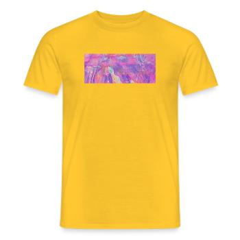 Farbstrudel Neon Wellen - Men's T-Shirt - yellow - Front - AI Model Male 178 dark (178cm)