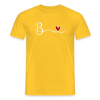 Buchstabe B Initiale Monogramm mit Herz - Männer T-Shirt - Gelb - Vorne - AI Model Male 178 dark (178cm)