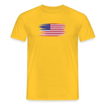 Drapeau Américain Brush - T-shirt homme - jaune - Devant - AI Model Male 178 dark (178cm)
