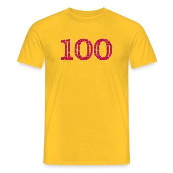 100. 100 ANS. 100e ANNIVERSAIRE. ANNIVERSAIRE 100 - T-shirt homme - jaune - Devant - AI Model Male 178 dark (178cm)