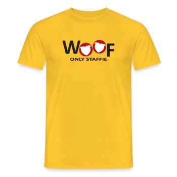 Staffie wuff – 032 - Männer T-Shirt - Gelb - Vorne - AI Model Male 178 dark (178cm)