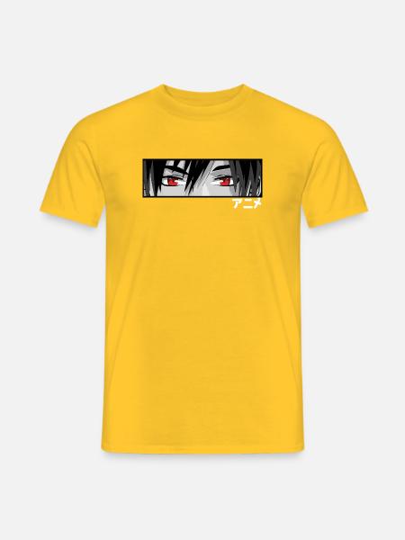 Roter Blick Anime Augen im Schwarzweiß - Männer T-Shirt - Gelb