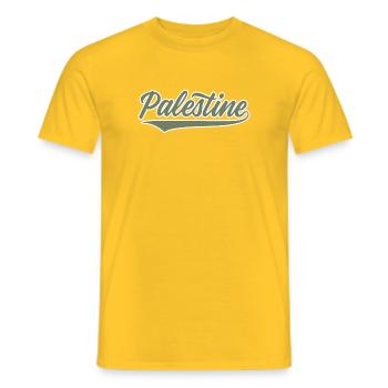 Palestine style baseball vert olive-blanc - T-shirt homme - jaune - Devant - AI Model Male 178 dark (178cm)