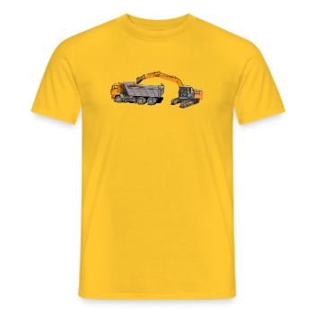Excavator loads trucks - Men's T-Shirt - yellow - Front - AI Model Male 178 dark (178cm)