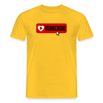 Fabelhaftes Symbol für die Schaltfläche "Abonnieren" des YouTube-Kanals - Männer T-Shirt - Gelb - Vorne - AI Model Male 178 dark (178cm)