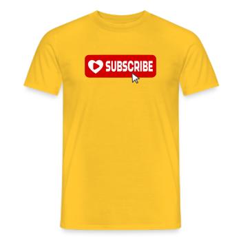 Fabulous YouTube Channel Subscribe Button Icon - Men's T-Shirt - yellow - Front - AI Model Male 178 dark (178cm)