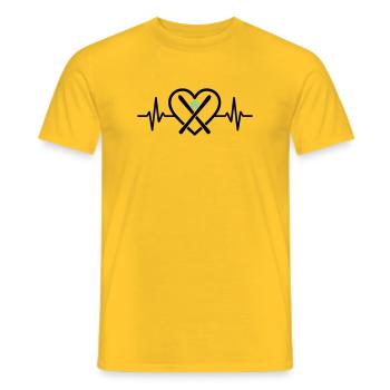 Skiing Heart Snow Mountain Sports Passion - Men's T-Shirt - yellow - Front - AI Model Male 178 dark (178cm)