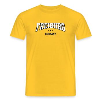 Style universitaire de Fribourg-Allemagne - T-shirt homme - jaune - Devant - AI Model Male 178 dark (178cm)