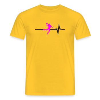 HANDBALL PLAYER HEARTBEAT PINK HANDBALL ADRENALINE - Men's T-Shirt - yellow - Front - AI Model Male 178 dark (178cm)