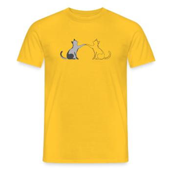 Two Cats Line Art Illustration - Men's T-Shirt - yellow - Front - AI Model Male 178 dark (178cm)