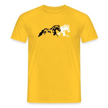 horses stallion mare foal - Men's T-Shirt - yellow - Front - AI Model Male 178 dark (178cm)