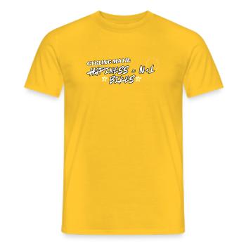 Bonheur : N+1Bikes drôle maillot de cyclisme cycliste drôle - T-shirt homme - jaune - Devant - AI Model Male 178 dark (178cm)