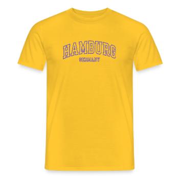 Collège de Design de Hambourg, Allemagne - T-shirt homme - jaune - Devant - AI Model Male 178 dark (178cm)