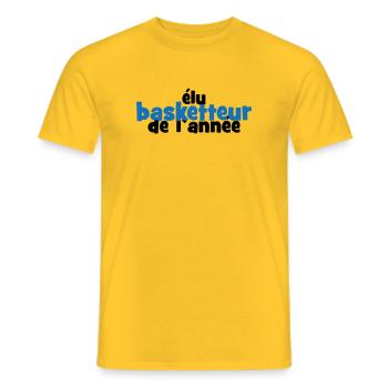Basket Ball / Basketball / Basktet-Ball / Sport - T-shirt homme - jaune - Devant - AI Model Male 178 dark (178cm)