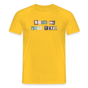 Montre-moi ta rançon pour les seins - T-shirt homme - jaune - Devant - AI Model Male 178 dark (178cm)