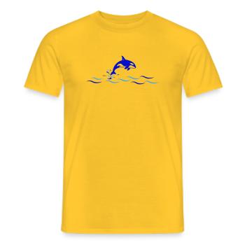 L’orque saute par-dessus les vagues - T-shirt homme - jaune - Devant - AI Model Male 178 dark (178cm)