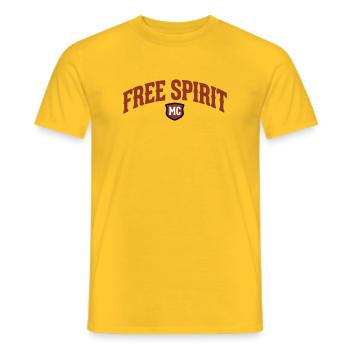 Lettrage Free Spirit MC - T-shirt homme - jaune - Devant - AI Model Male 178 dark (178cm)