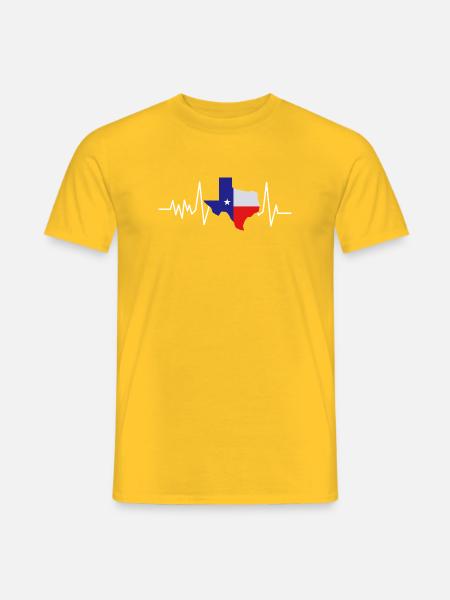 Texas Herzschlag Flagge - Männer T-Shirt - Gelb