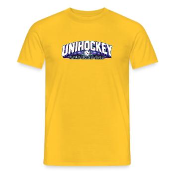 Unihockey NeonLogo Kraftvoll - Männer T-Shirt - Gelb - Vorne - AI Model Male 178 dark (178cm)