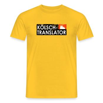 Kölsch Translator Logo – Kölner Dom - Männer T-Shirt - Gelb - Vorne - AI Model Male 178 dark (178cm)