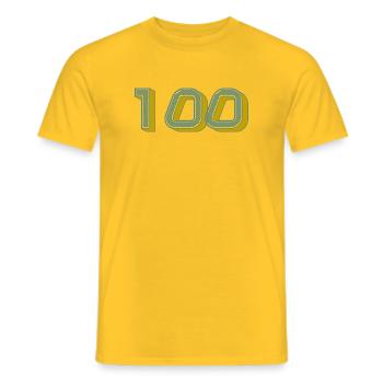 100. 100 ANS. 100e ANNIVERSAIRE. ANNIVERSAIRE 100  - T-shirt homme - jaune - Devant - AI Model Male 178 dark (178cm)