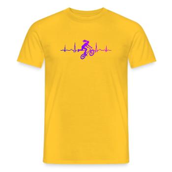 Idée cadeau pour le cycliste de BMX avec BMX freestyle - T-shirt homme - jaune - Devant - AI Model Male 178 dark (178cm)