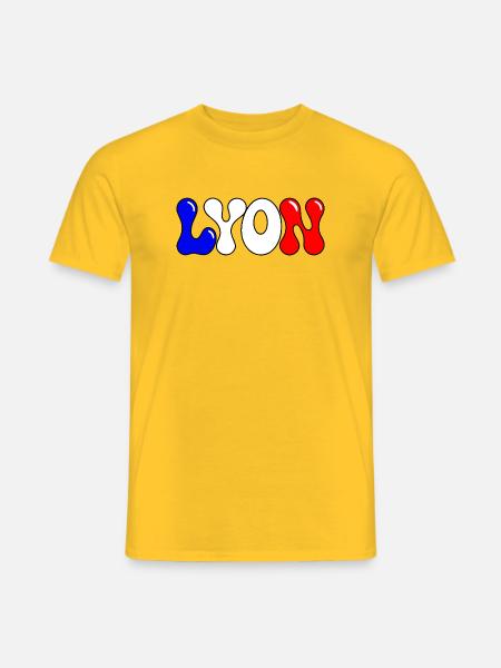 Lyon Bunte Blöcke Frankreich - Männer T-Shirt - Gelb
