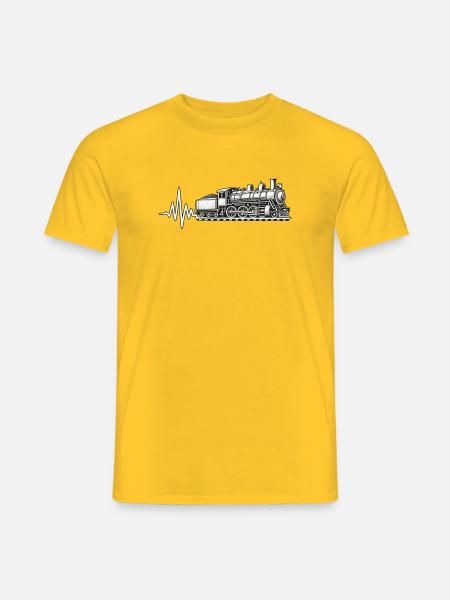 Dampflok Herzschlag Eisenbahn Leidenschaft - Männer T-Shirt - Gelb