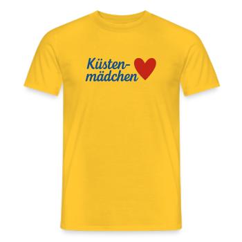 Superposition de coeur de fille côtière - T-shirt homme - jaune - Devant - AI Model Male 178 dark (178cm)