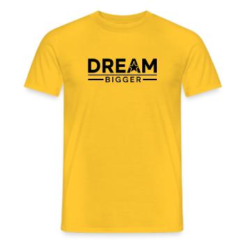 Inspirational Dream Bigger Typography Design - Men's T-Shirt - yellow - Front - AI Model Male 178 dark (178cm)