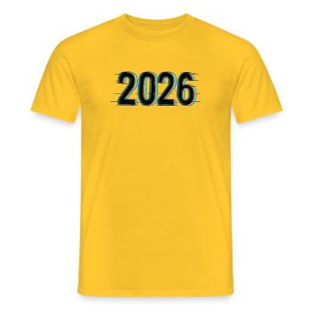 Futuristisches Jahr 2026 Design mit Neon-Effekt - Männer T-Shirt - Gelb - Vorne - AI Model Male 178 dark (178cm)