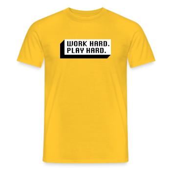 Work Hard. Play Hard. (Black) - Men's T-Shirt - yellow - Front - AI Model Male 178 dark (178cm)