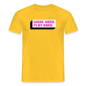 Work Hard. Play Hard. (Pink) - Men's T-Shirt - yellow - Front - AI Model Male 178 dark (178cm)