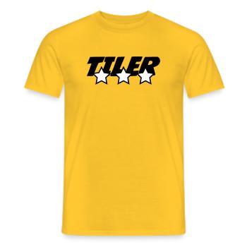 Tiler *** pro tile laying precision craft - Men's T-Shirt - yellow - Front - AI Model Male 178 dark (178cm)
