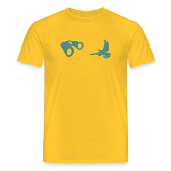 Minimalist Bird Watching Silhouette - Men's T-Shirt - yellow - Front - AI Model Male 178 dark (178cm)
