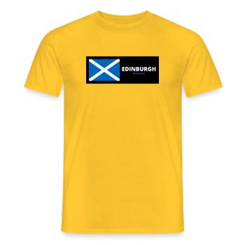 Ville d’Édimbourg avec drapeau écossais - T-shirt homme - jaune - Devant - AI Model Male 178 dark (178cm)