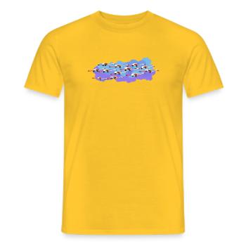 Flamingos auf der Straße - Männer T-Shirt - Gelb - Vorne - AI Model Male 178 dark (178cm)