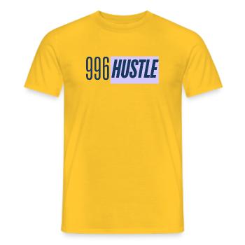 996 Hustle - Work all day - Men's T-Shirt - yellow - Front - AI Model Male 178 dark (178cm)